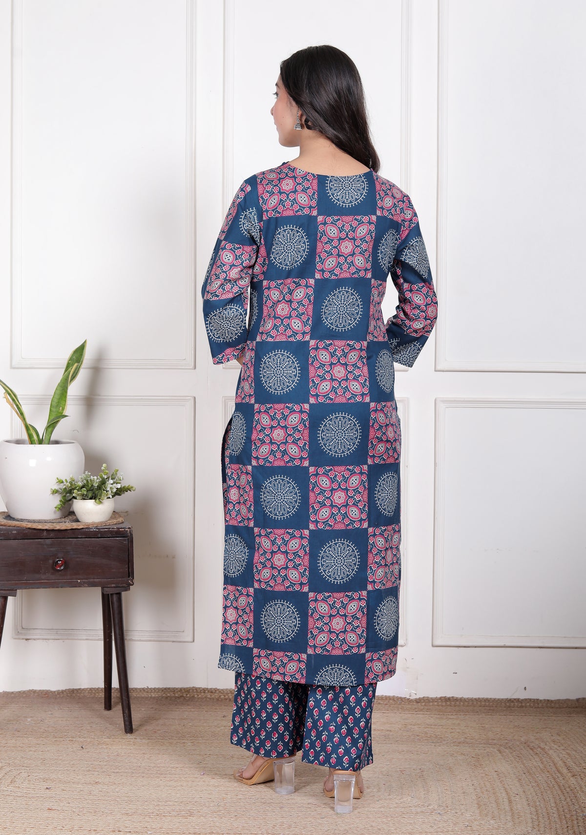 Printed Cotton Straight Kurta Set with Dupatta & Printed Pants
