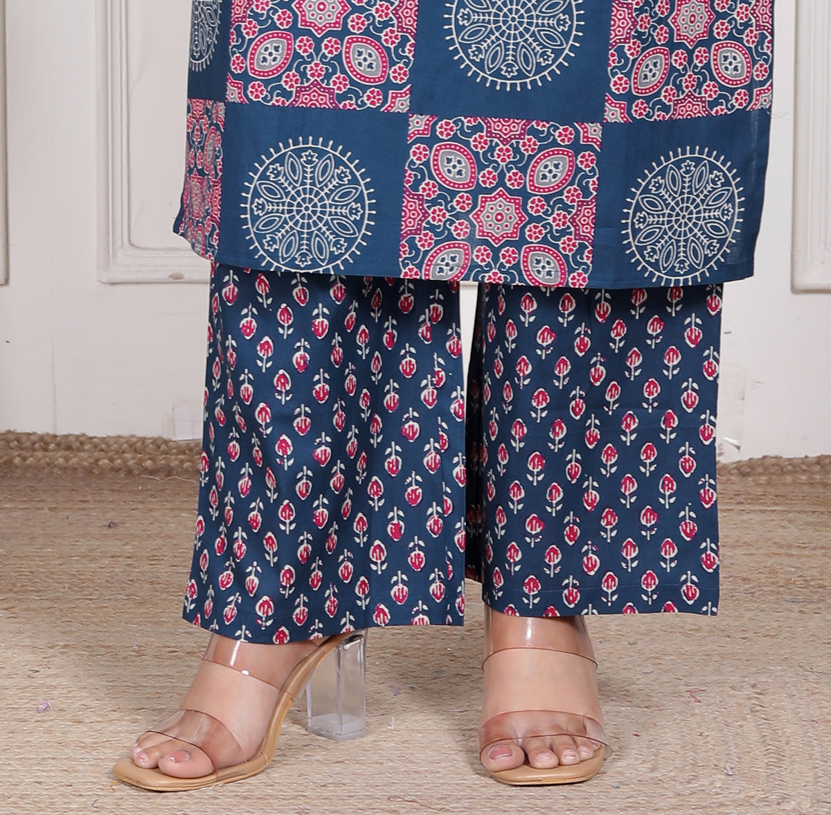 Printed Cotton Straight Kurta Set with Dupatta & Printed Pants