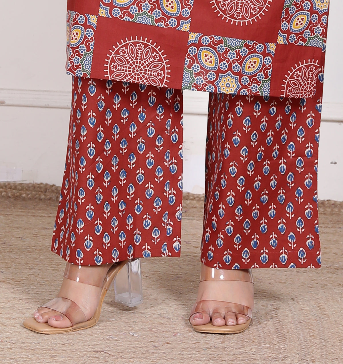 Printed Cotton Straight Kurta Set with Dupatta & Printed Pants