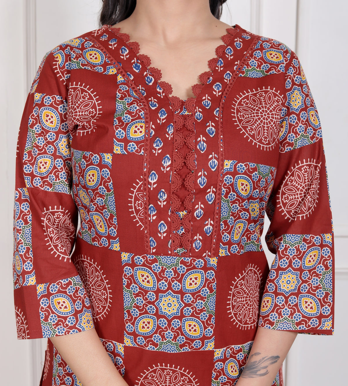 Printed Cotton Straight Kurta Set with Dupatta & Printed Pants