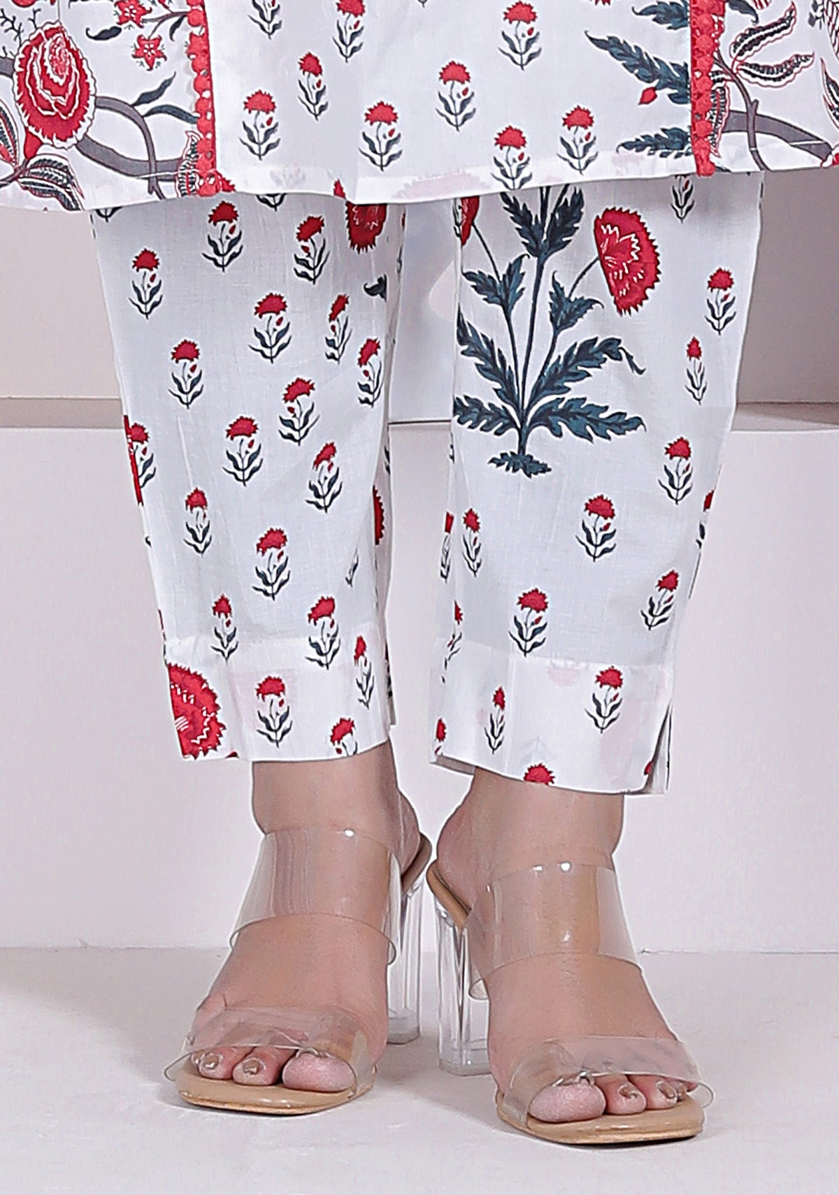Floral Printed Cotton Straight Kurta Pant Set with Printed Dupatta