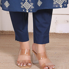 Mustard Yellow Geometric Print Cotton A-Line Kurta Set with Dupatta