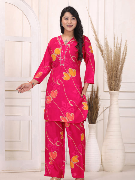 Women’s Pink Floral Printed Co-Ord Set