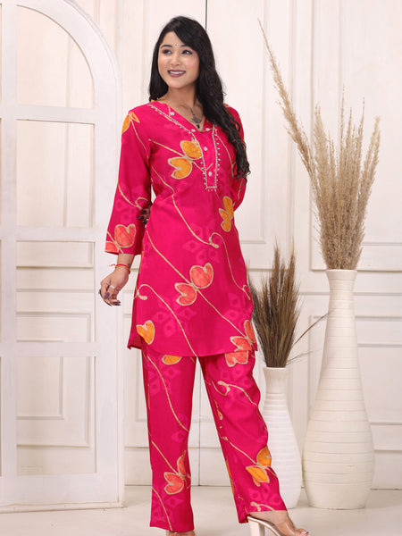 Women’s Pink Floral Printed Co-Ord Set