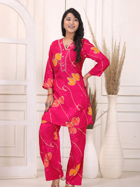 Women’s Pink Floral Printed Co-Ord Set