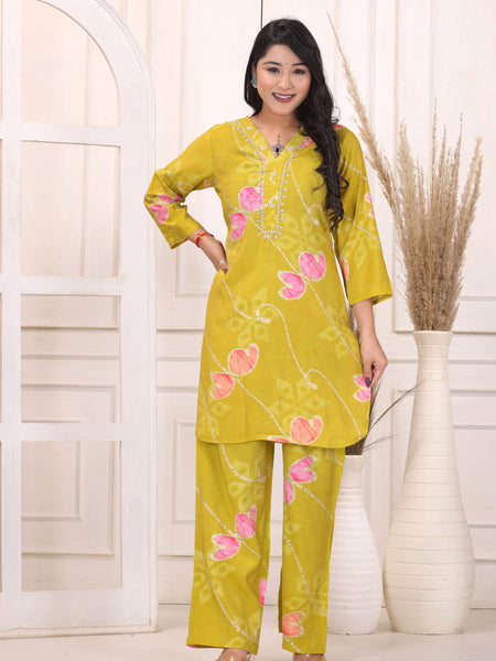 Women’s Mustard Floral Printed Co-Ord Set