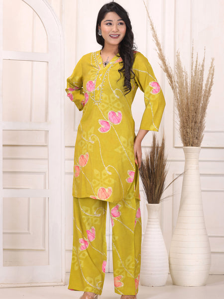 Women’s Mustard Floral Printed Co-Ord Set