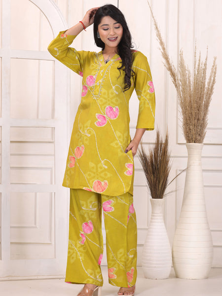 Women’s Mustard Floral Printed Co-Ord Set