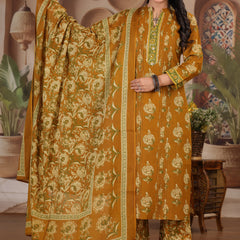 Deep Wine Floral Print Cotton Kurta Set with Pants and Dupatta