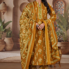 Deep Wine Floral Print Cotton Kurta Set with Pants and Dupatta