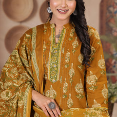 Deep Wine Floral Print Cotton Kurta Set with Pants and Dupatta