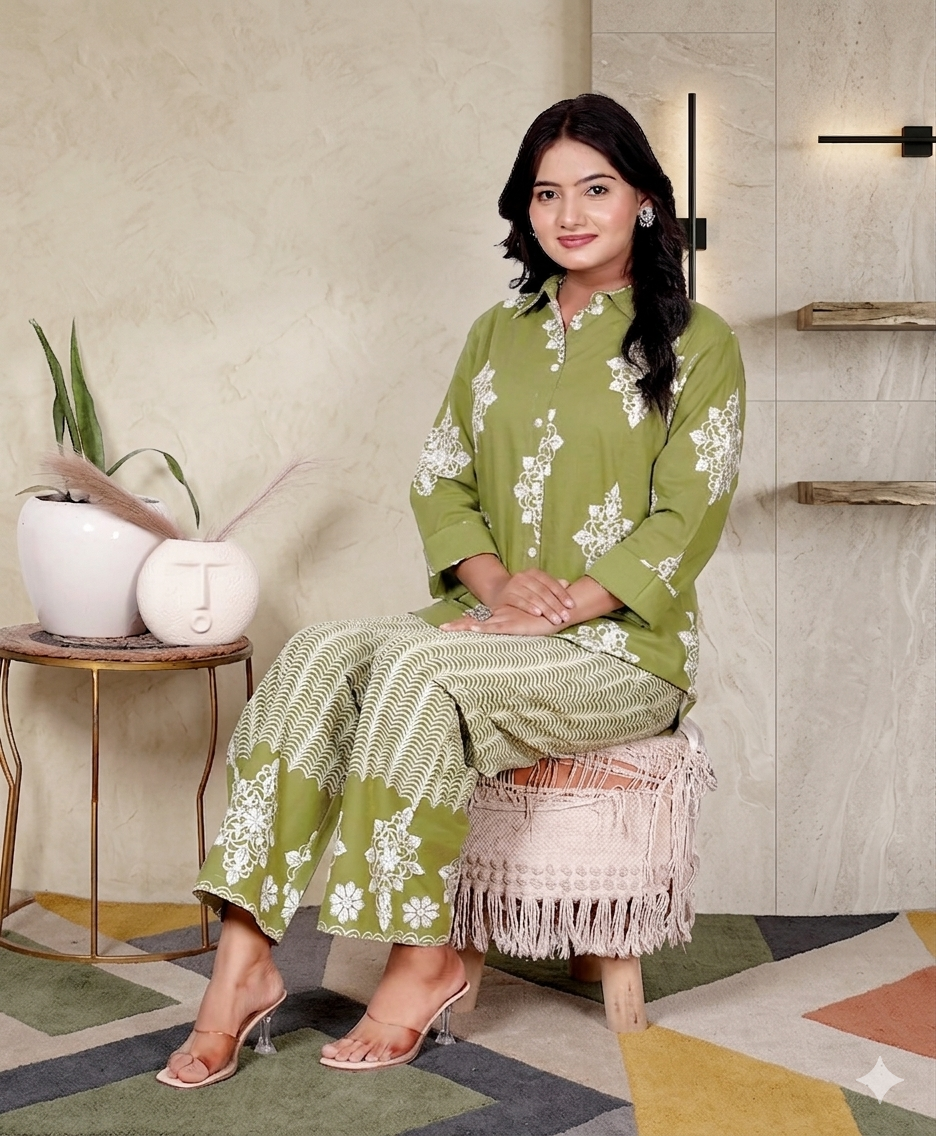 Floral & Geometric Printed Cotton Co-Ord Set