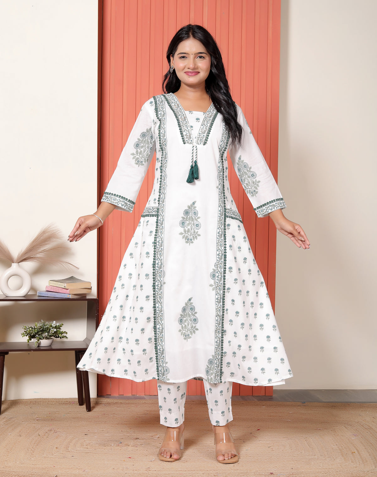 Women Floral Printed Cotton A-Line Kurta Set with Dupatta