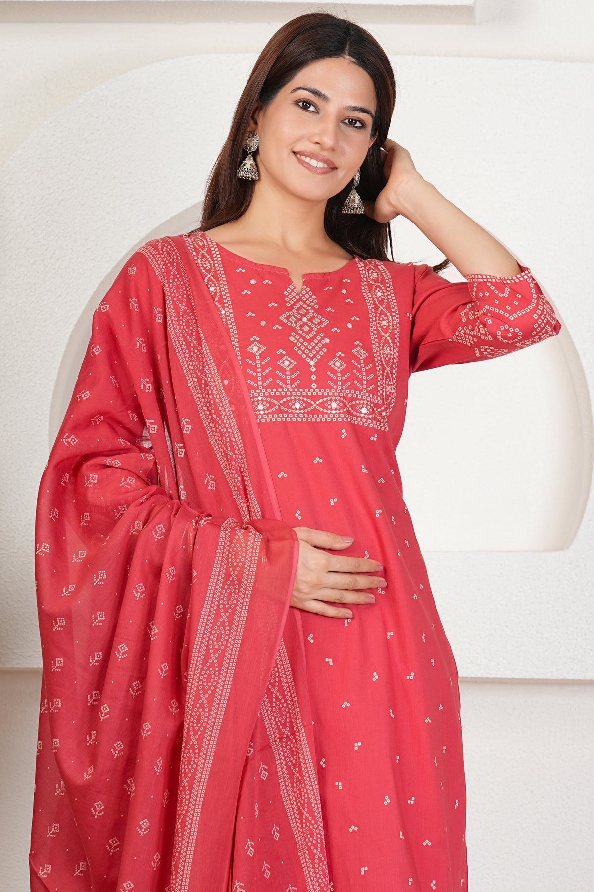 Bandhani Print Cotton Kurta Set with Dupatta