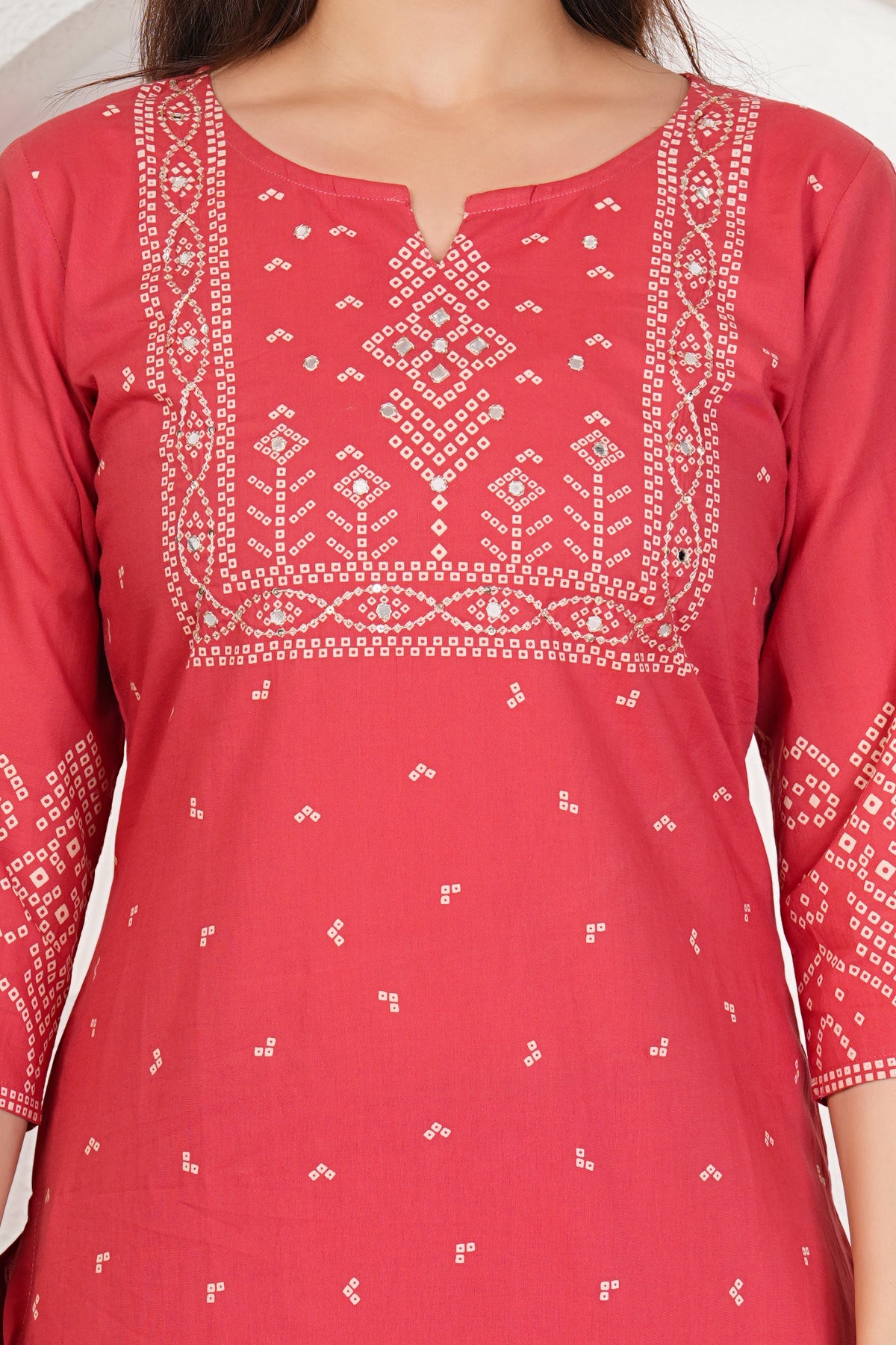 Bandhani Print Cotton Kurta Set with Dupatta