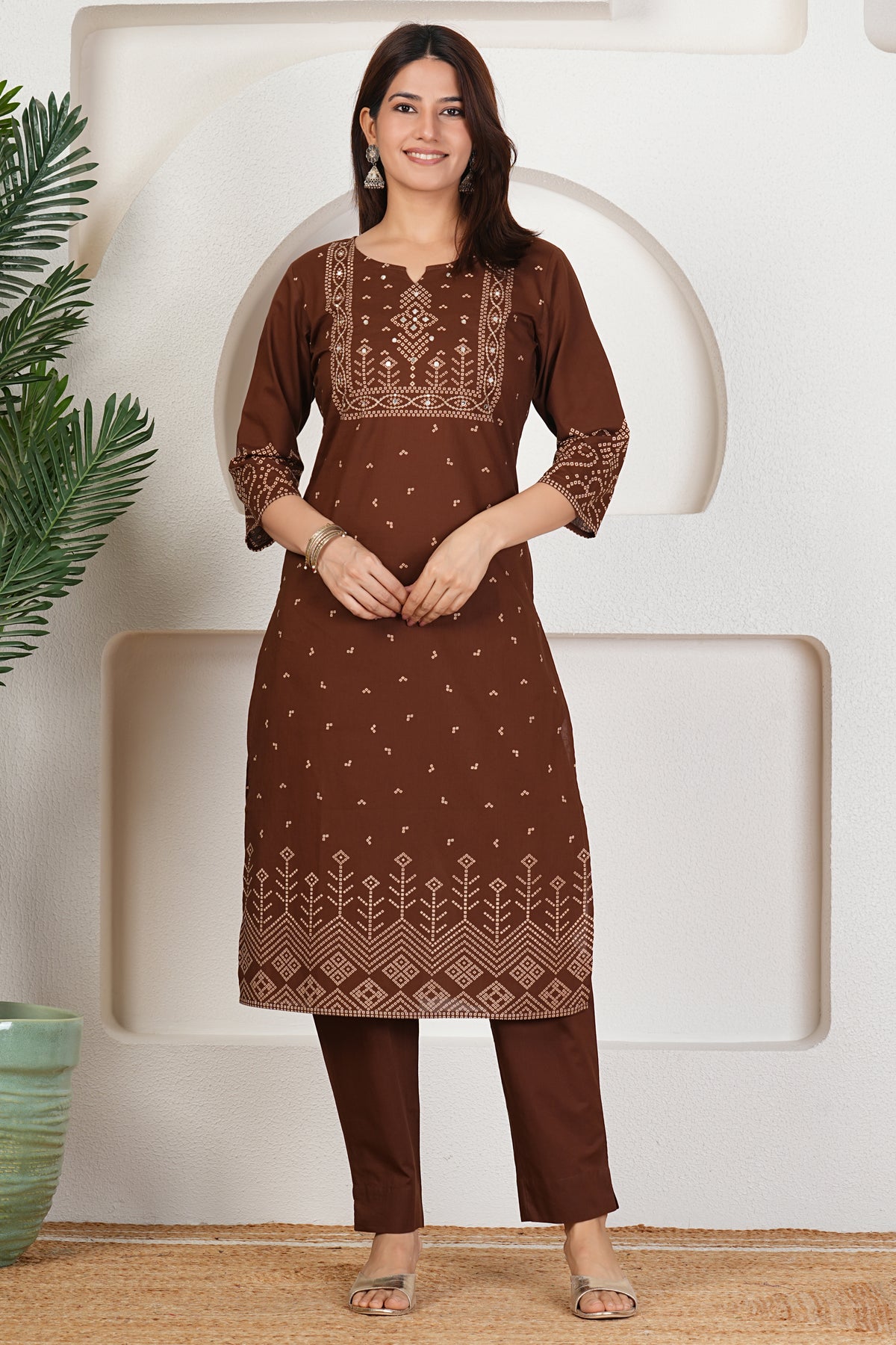 Bandhani Print Cotton Kurta Set with Dupatta