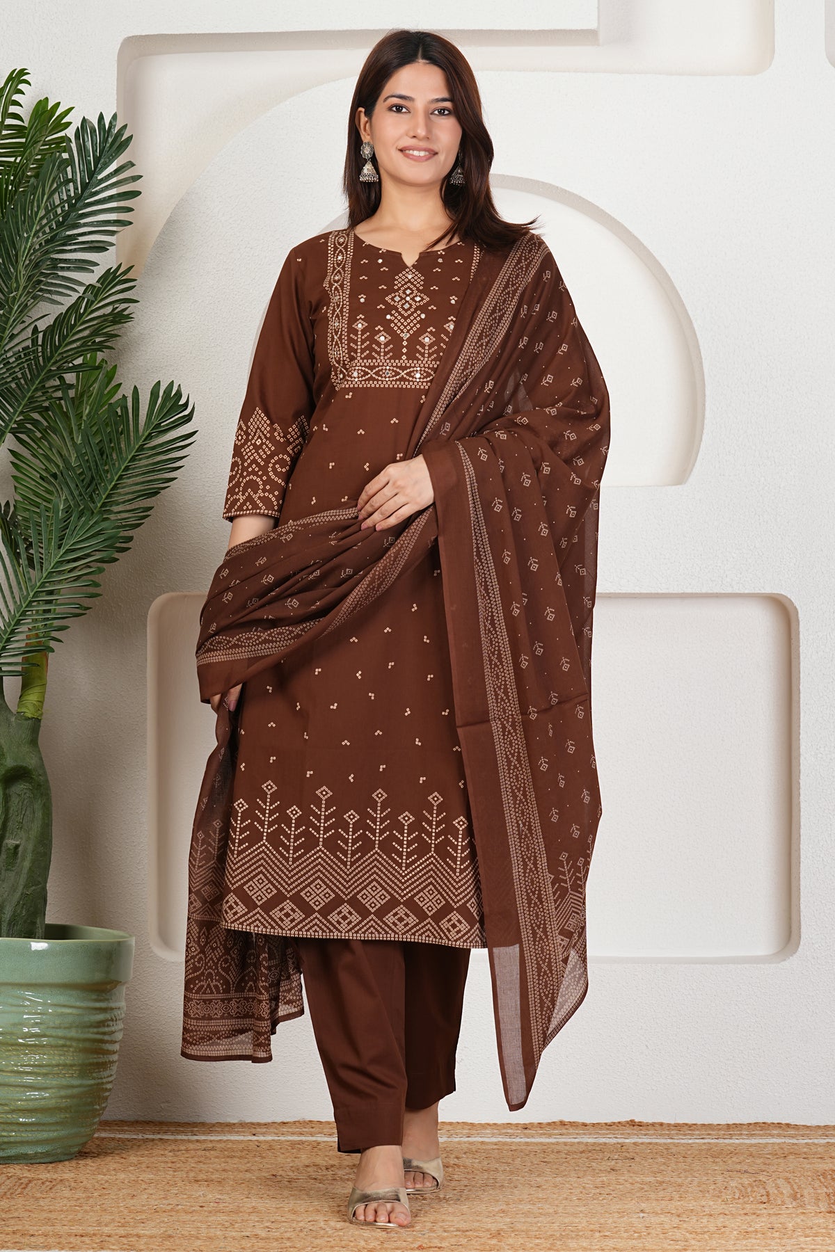 Bandhani Print Kurta Set with Dupatta