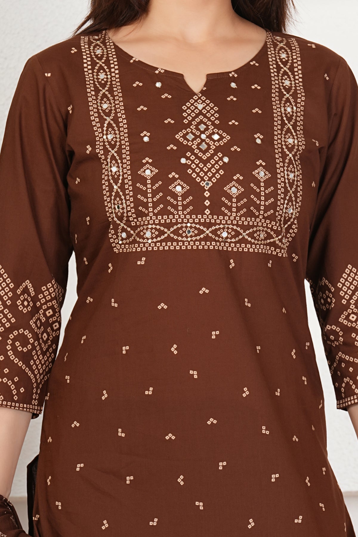 Bandhani Print Cotton Kurta Set with Dupatta