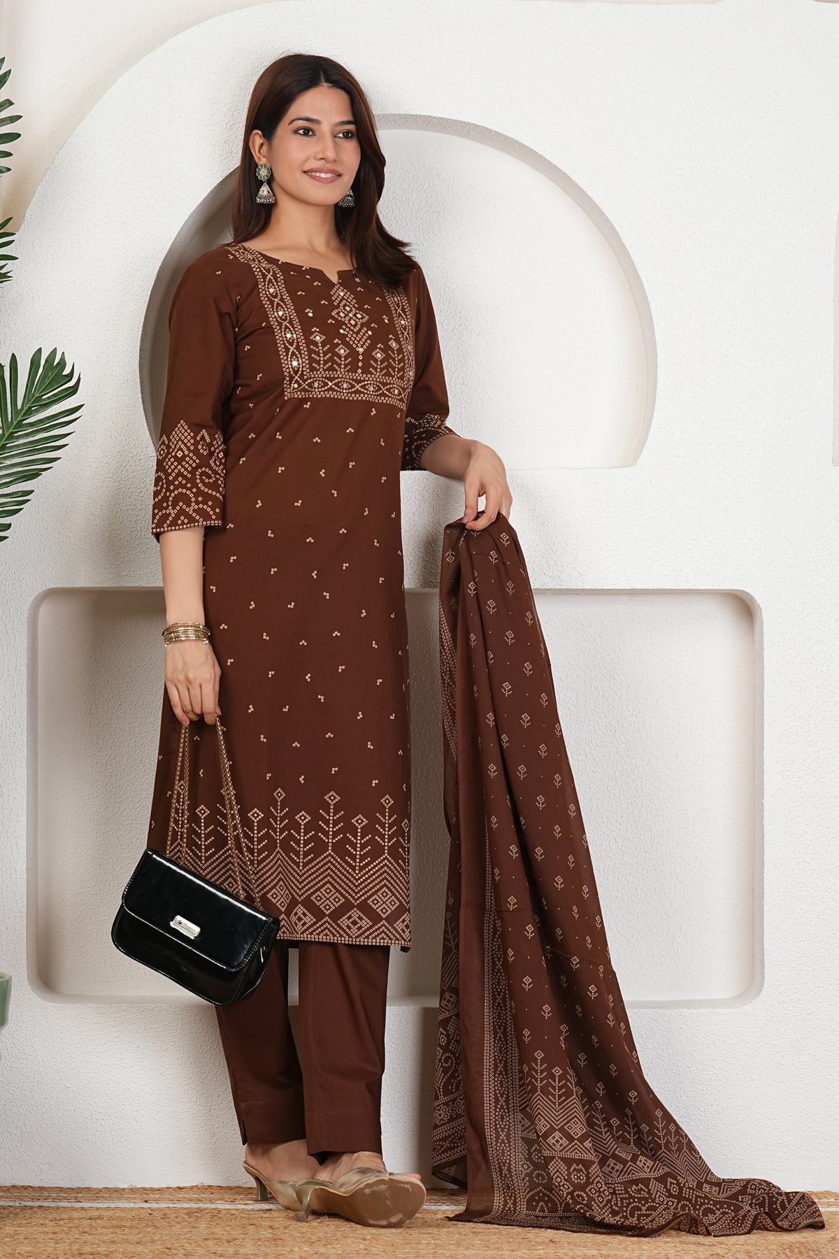 Bandhani Print Cotton Kurta Set with Dupatta