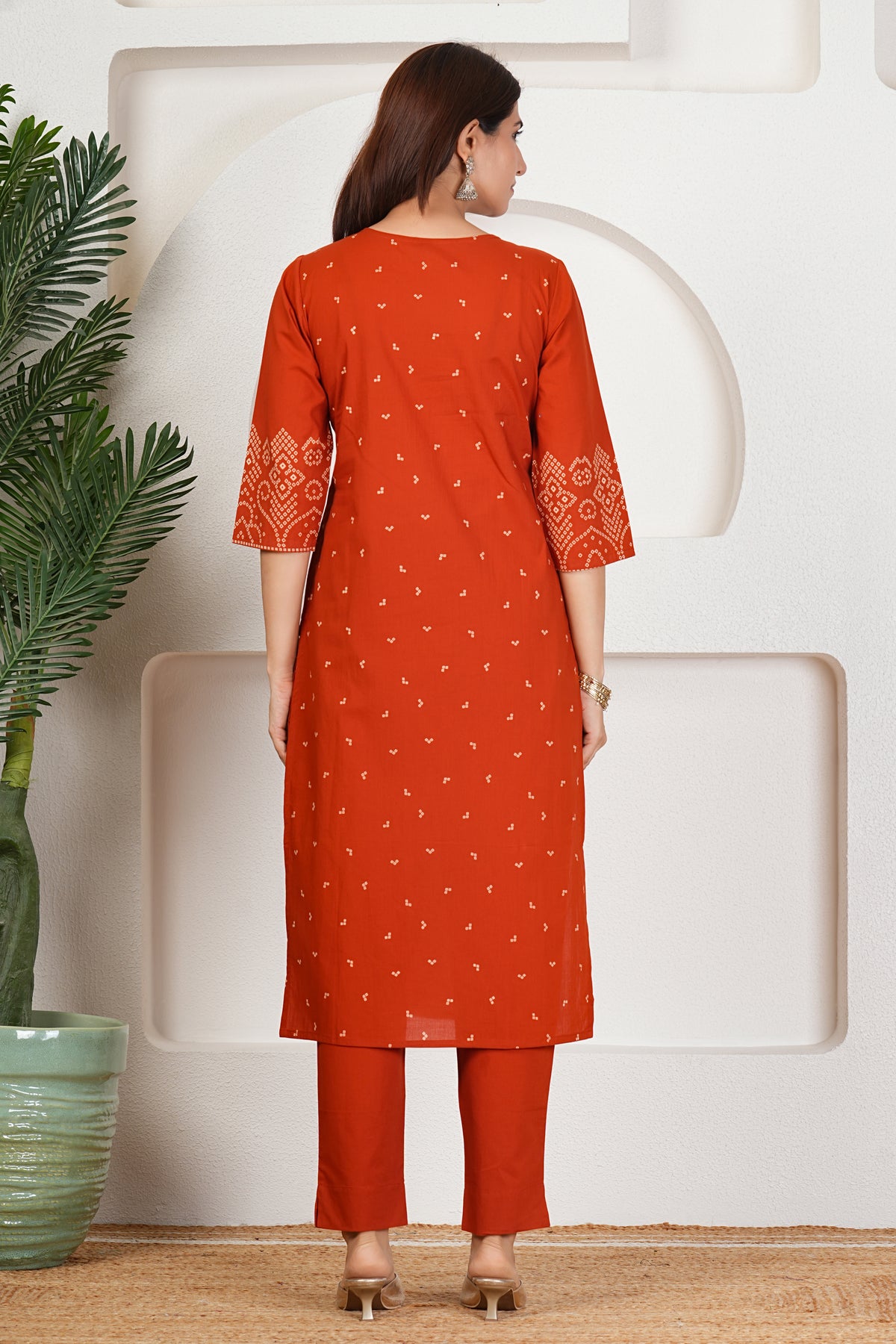 Bandhani Print Cotton Kurta Set with Dupatta