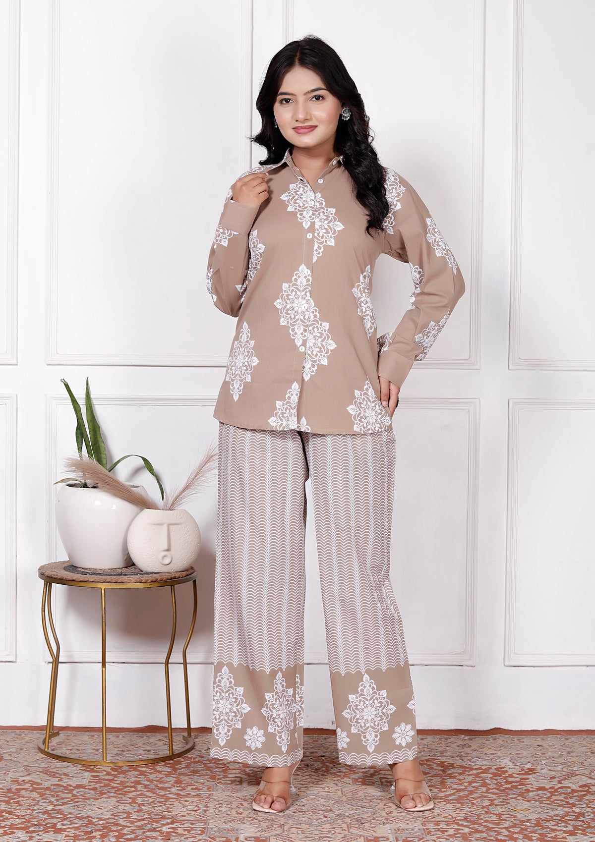 Floral & Geometric Printed Cotton Co-Ord Set