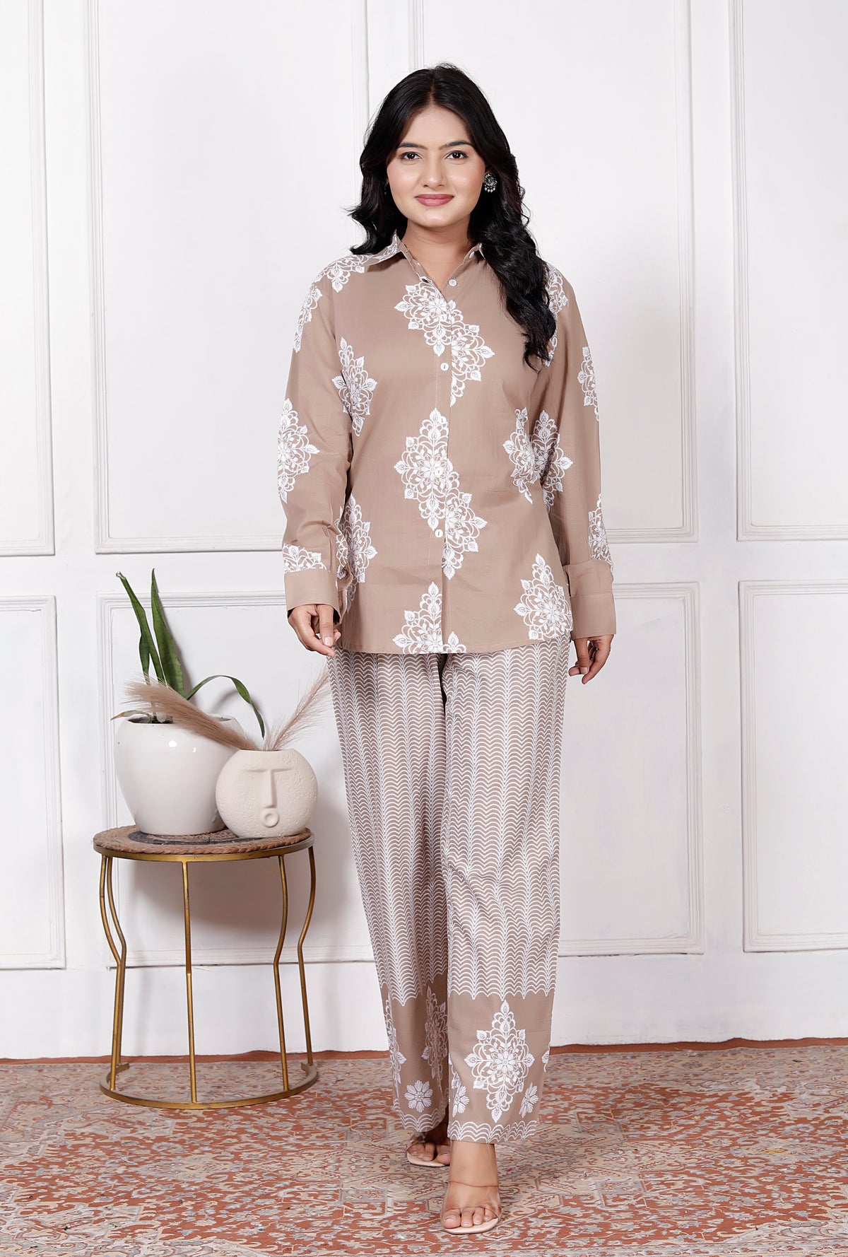 Floral & Geometric Printed Cotton Co-Ord Set