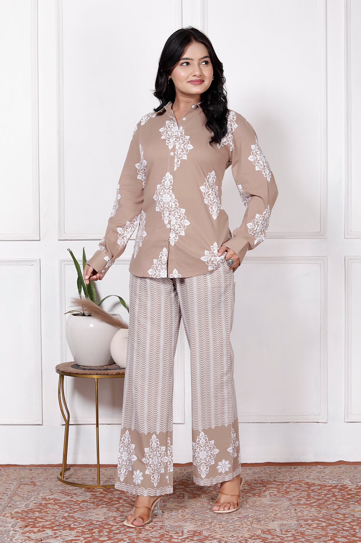 Floral & Geometric Printed Cotton Co-Ord Set