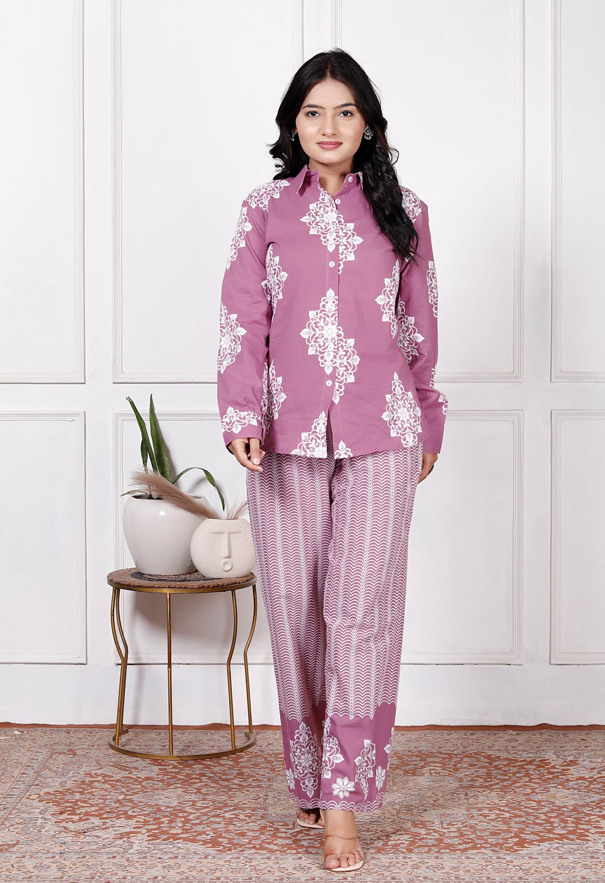 Floral & Geometric Printed Cotton Co-Ord Set