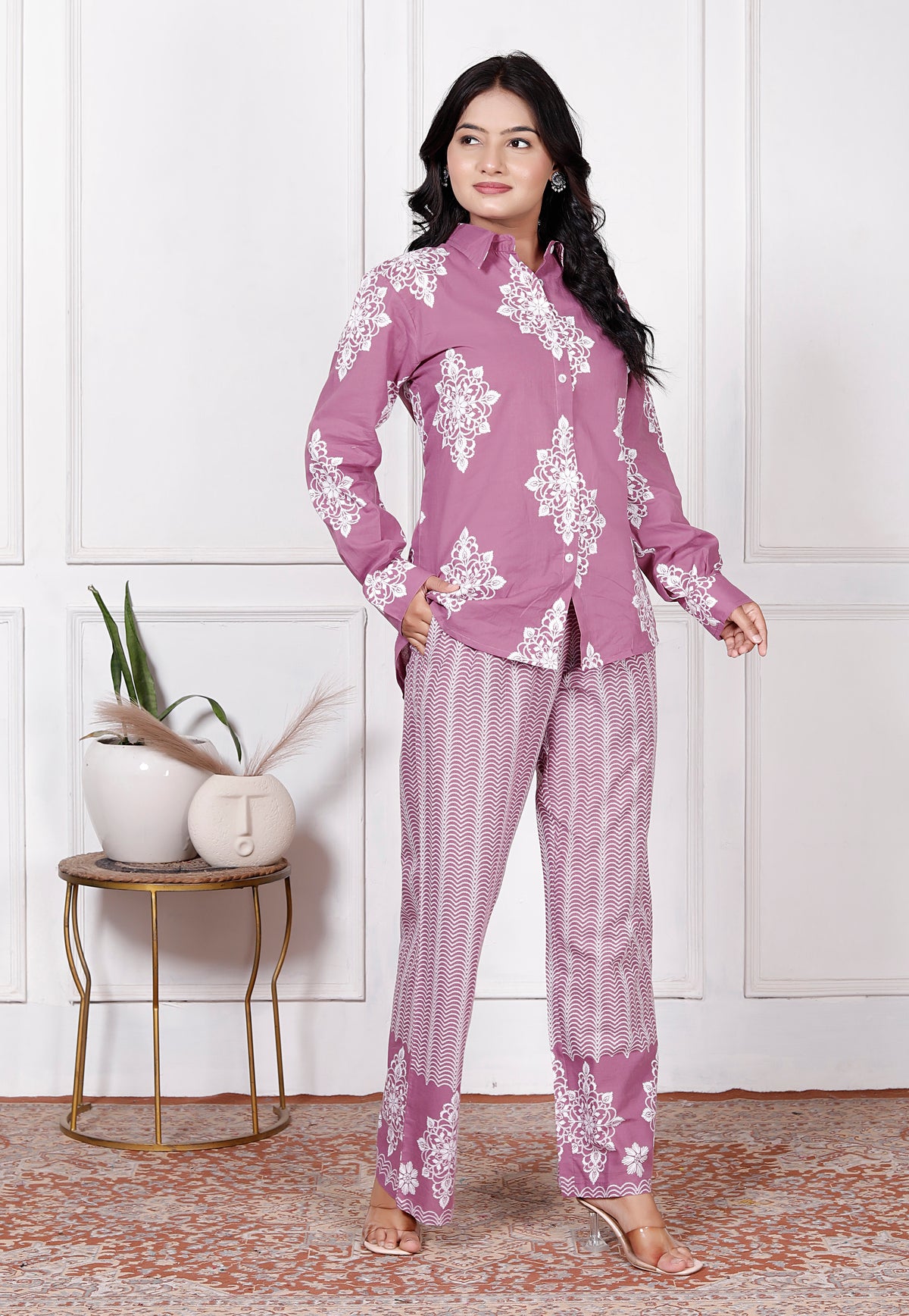 Floral & Geometric Printed Cotton Co-Ord Set