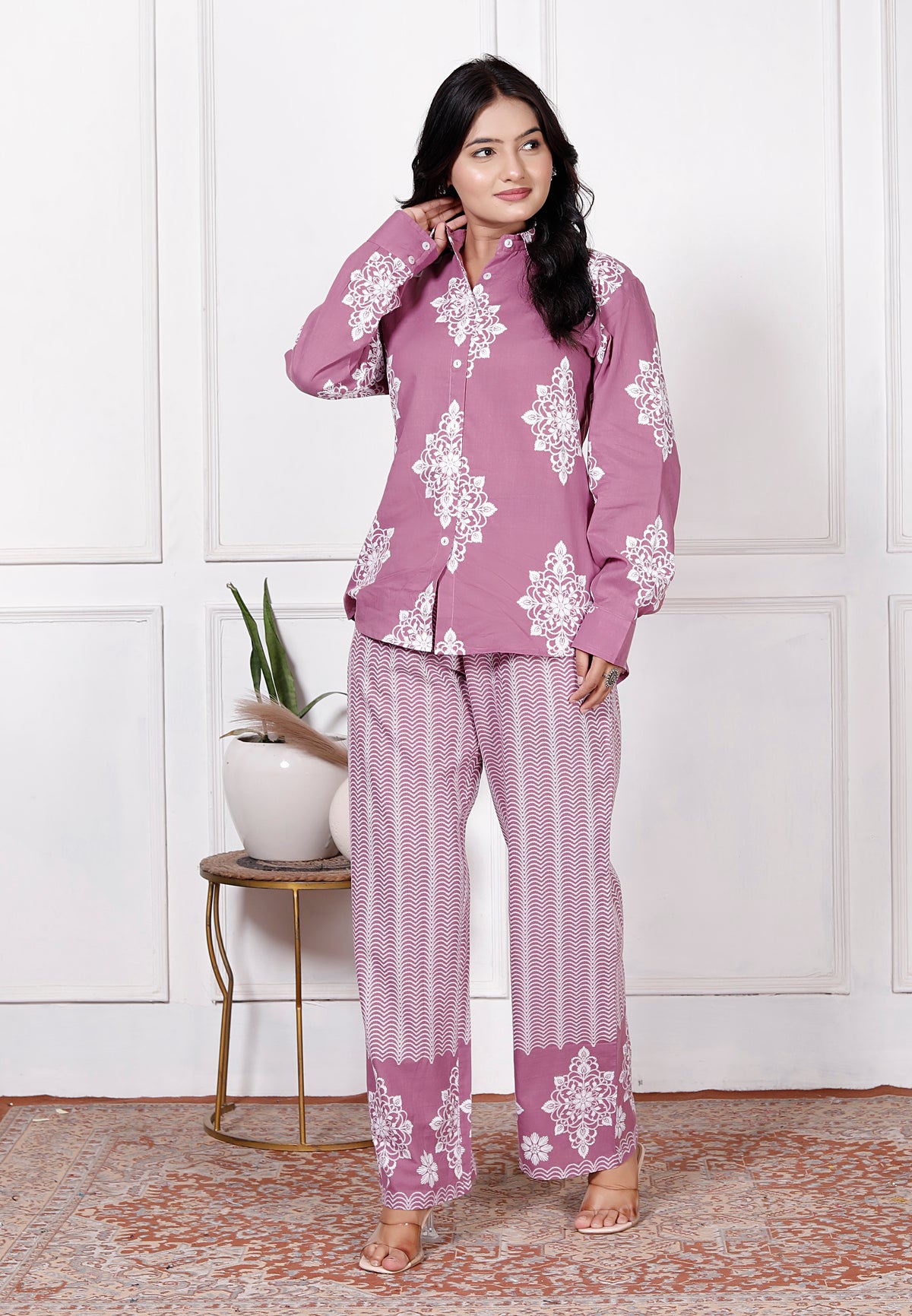 Floral & Geometric Printed Cotton Co-Ord Set