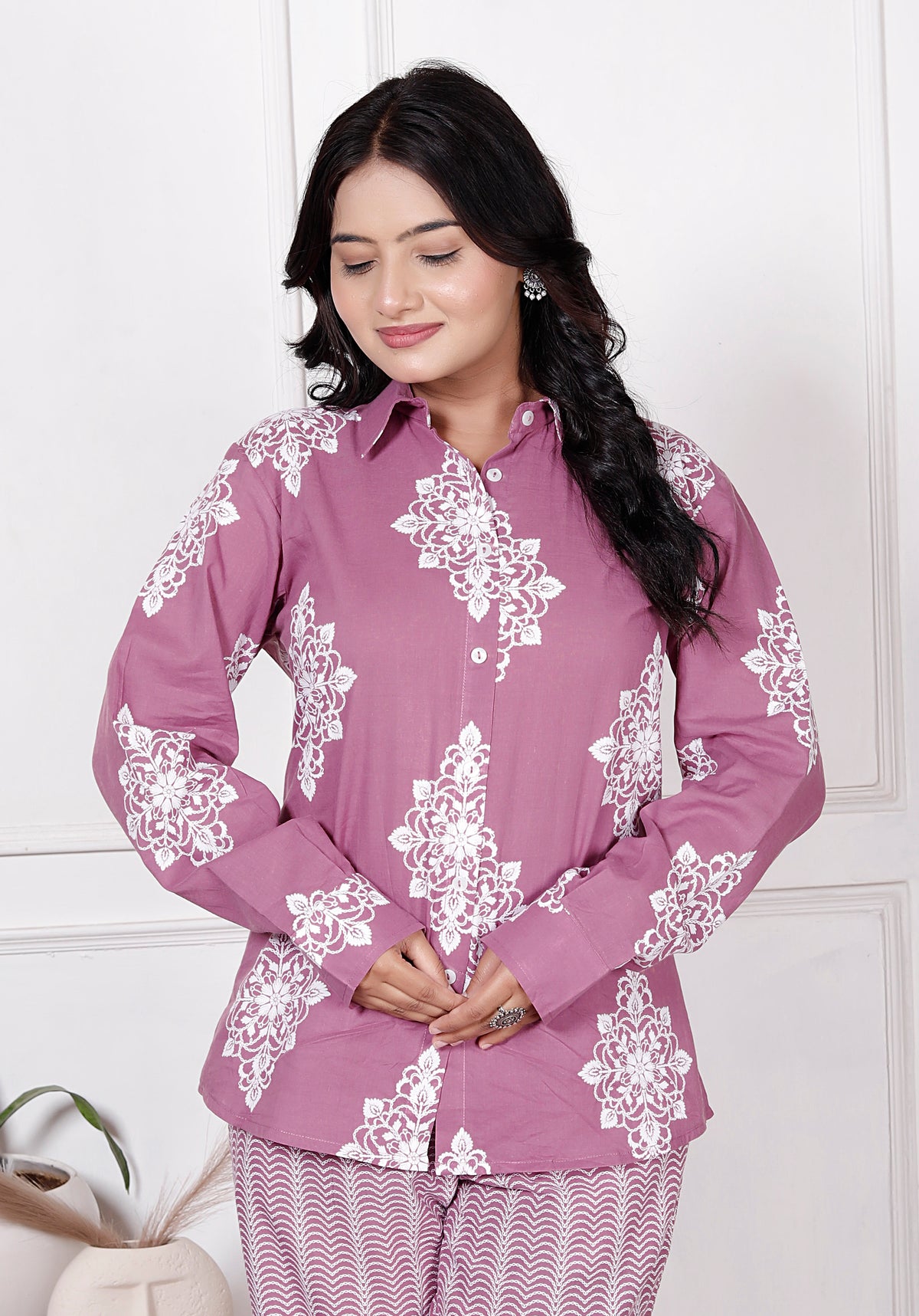 Floral & Geometric Printed Cotton Co-Ord Set