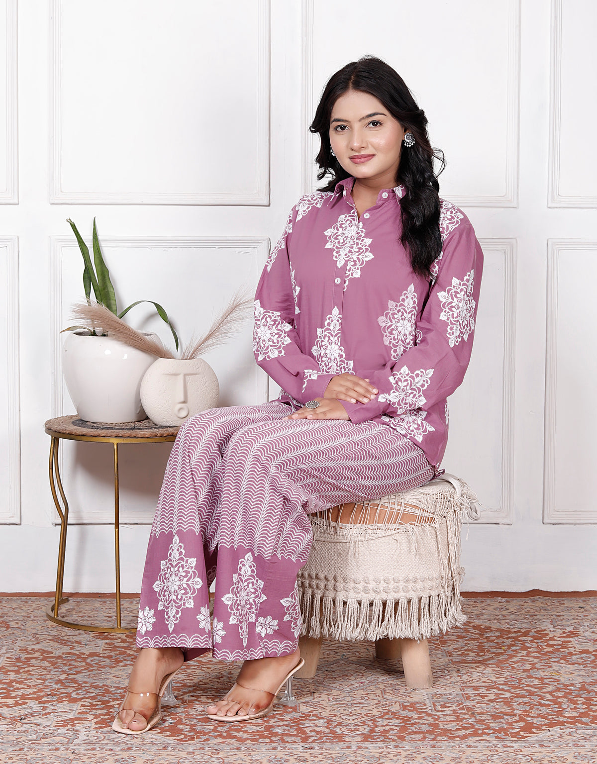Floral & Geometric Printed Cotton Co-Ord Set