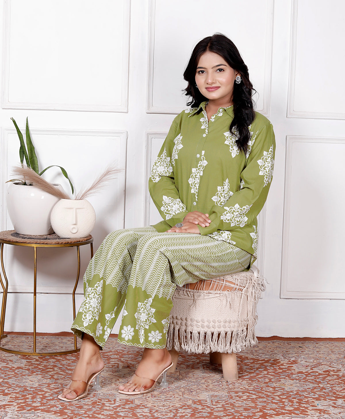 Floral & Geometric Printed Cotton Co-Ord Set