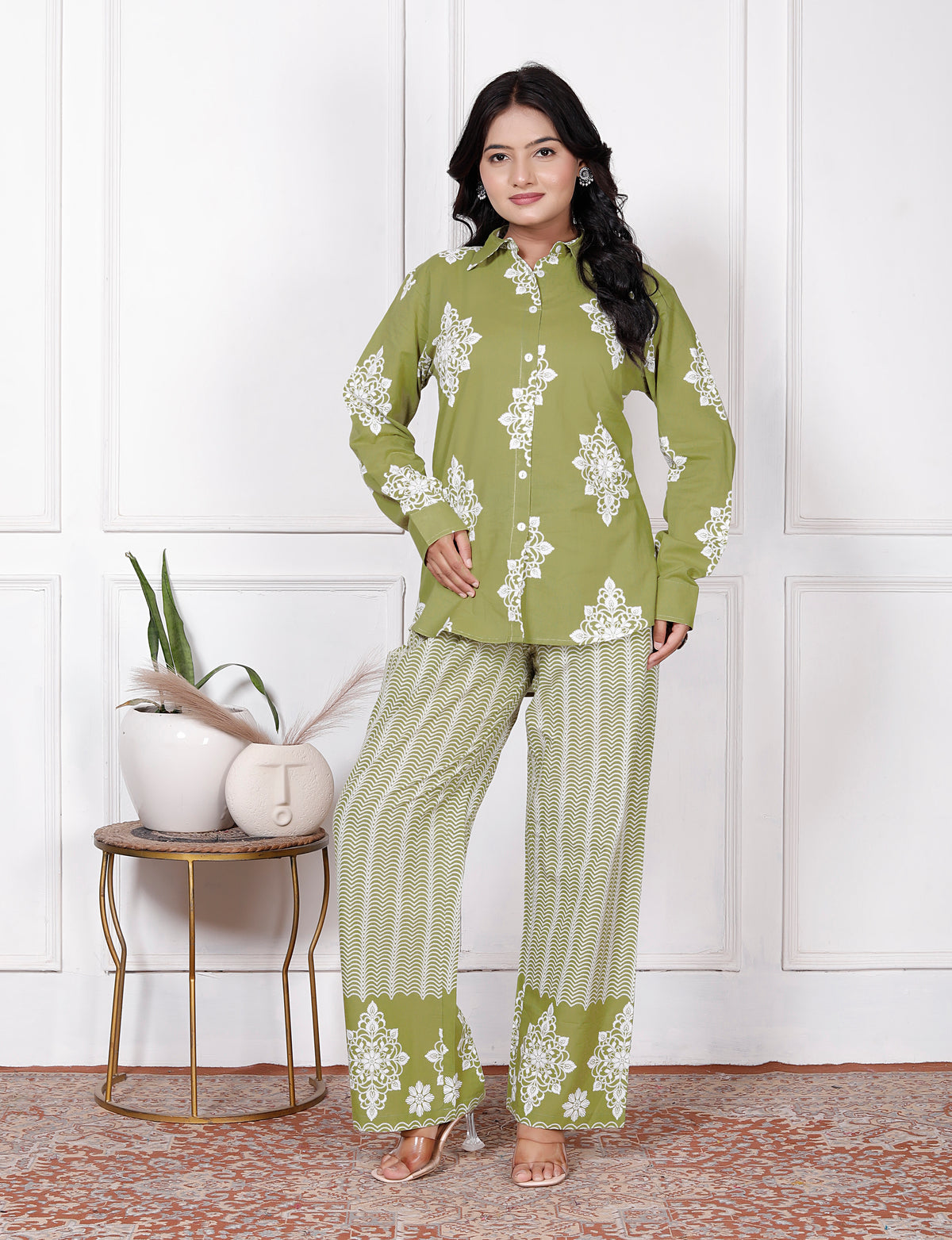 Floral & Geometric Printed Cotton Co-Ord Set