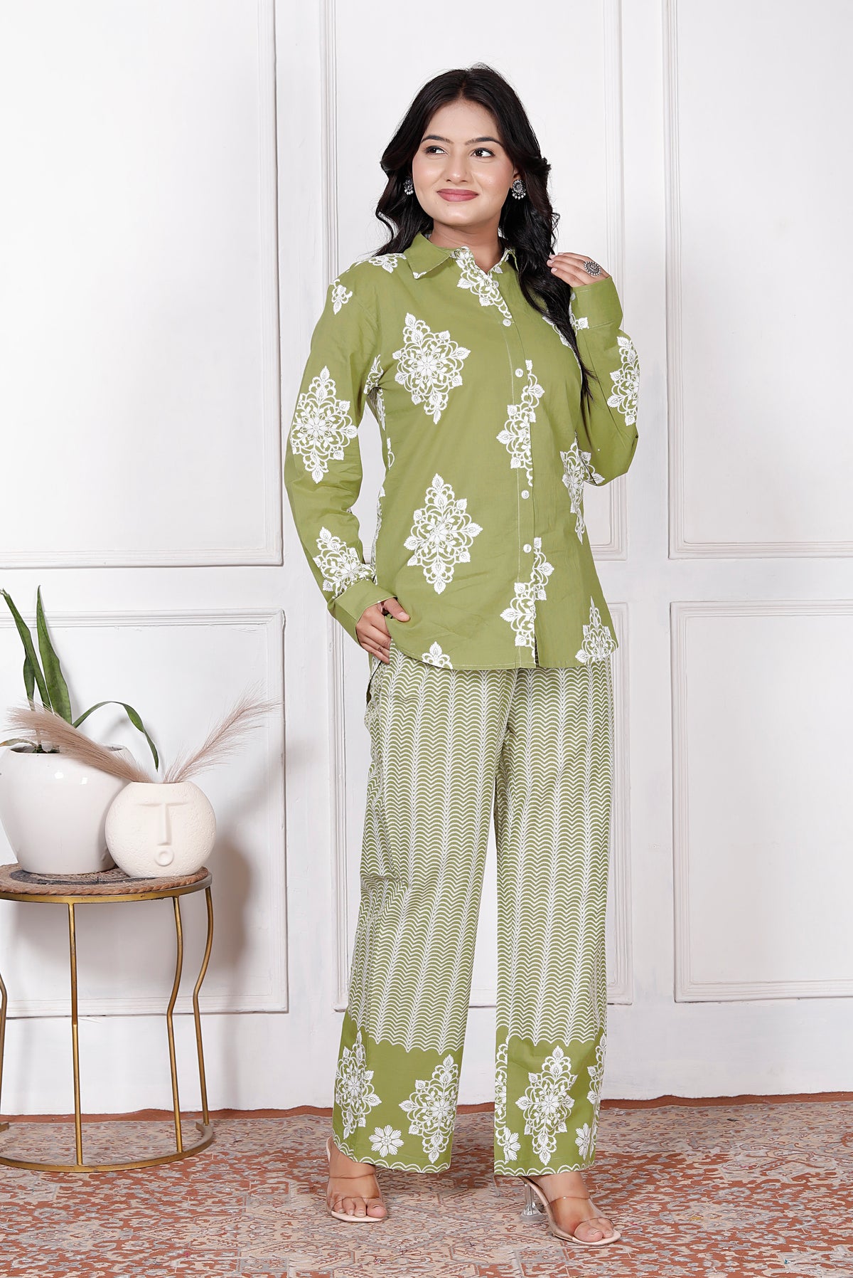 Floral & Geometric Printed Cotton Co-Ord Set