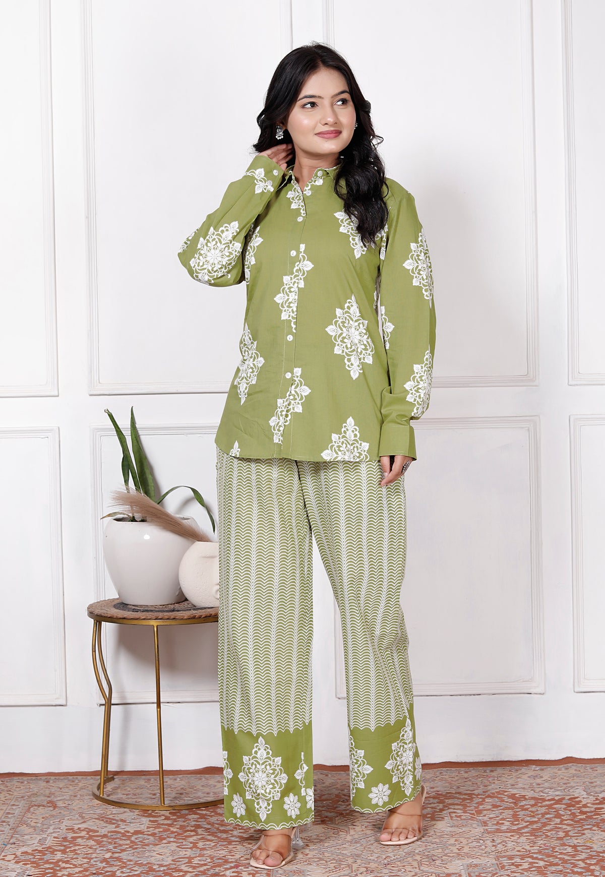 Floral & Geometric Printed Cotton Co-Ord Set