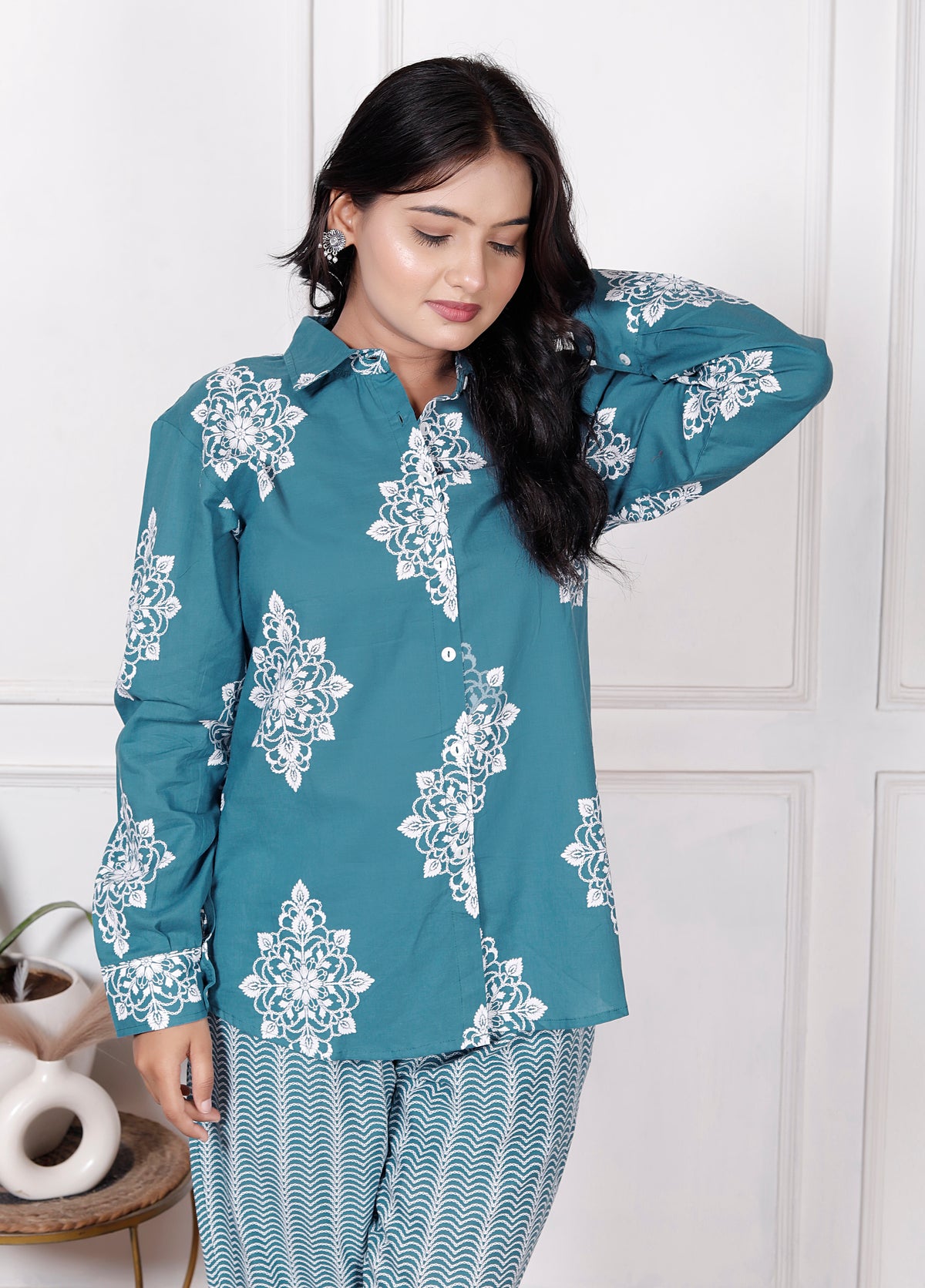 Floral & Geometric Printed Cotton Co-Ord Set