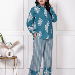 Beige Floral & Geometric Printed Cotton Co-Ord Set