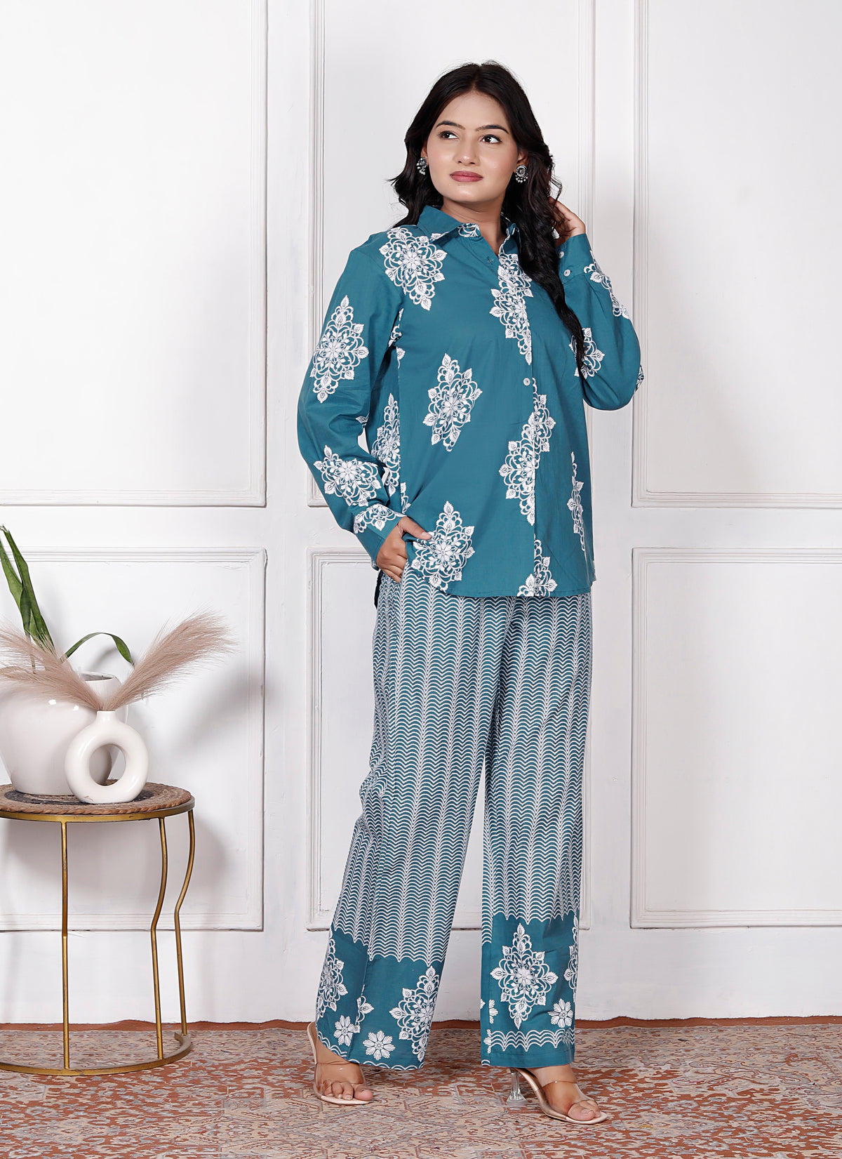 Floral & Geometric Printed Cotton Co-Ord Set