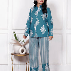 Beige Floral & Geometric Printed Cotton Co-Ord Set