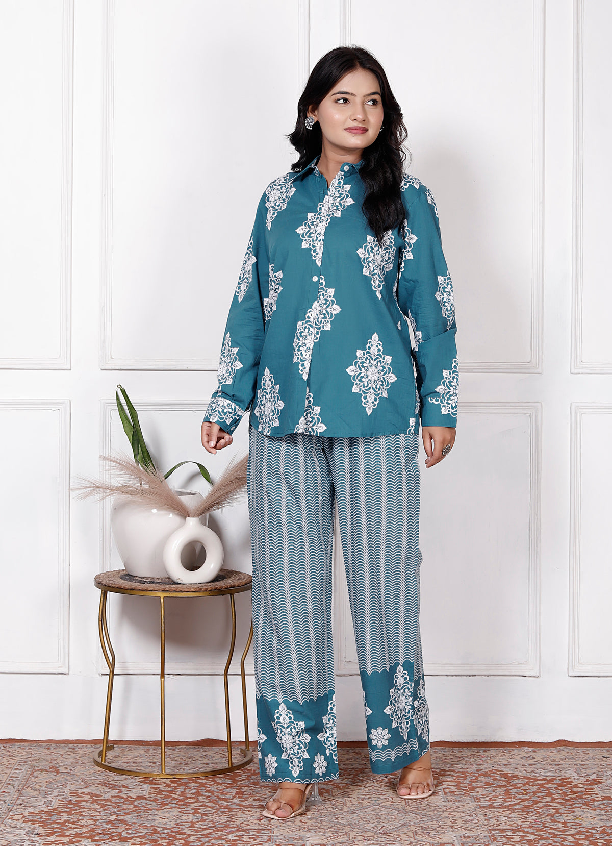 Floral & Geometric Printed Cotton Co-Ord Set