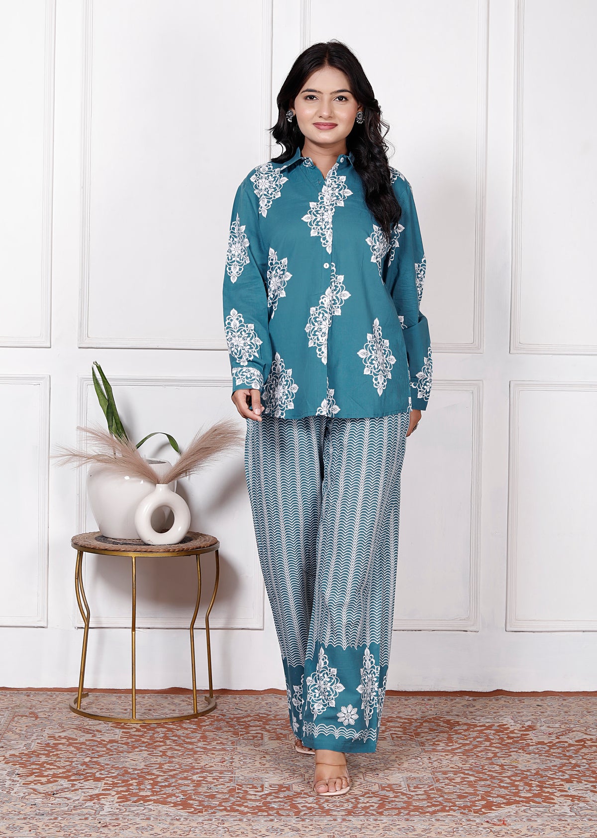 Floral & Geometric Printed Cotton Co-Ord Set