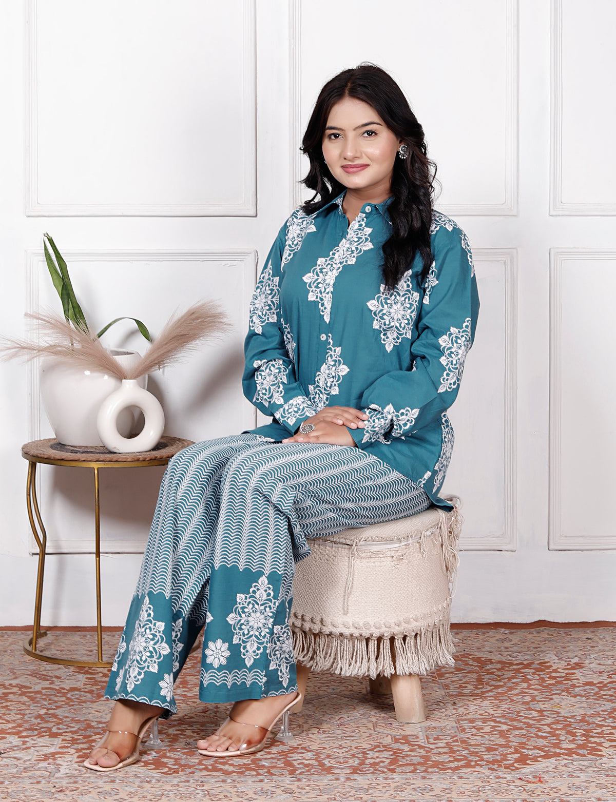 Floral & Geometric Printed Cotton Co-Ord Set